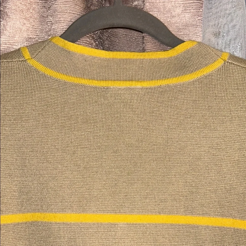 Tuckernuck Size S Yellow and Tan Striped Cardigan V-Neck Sweater - Picture 12 of 15